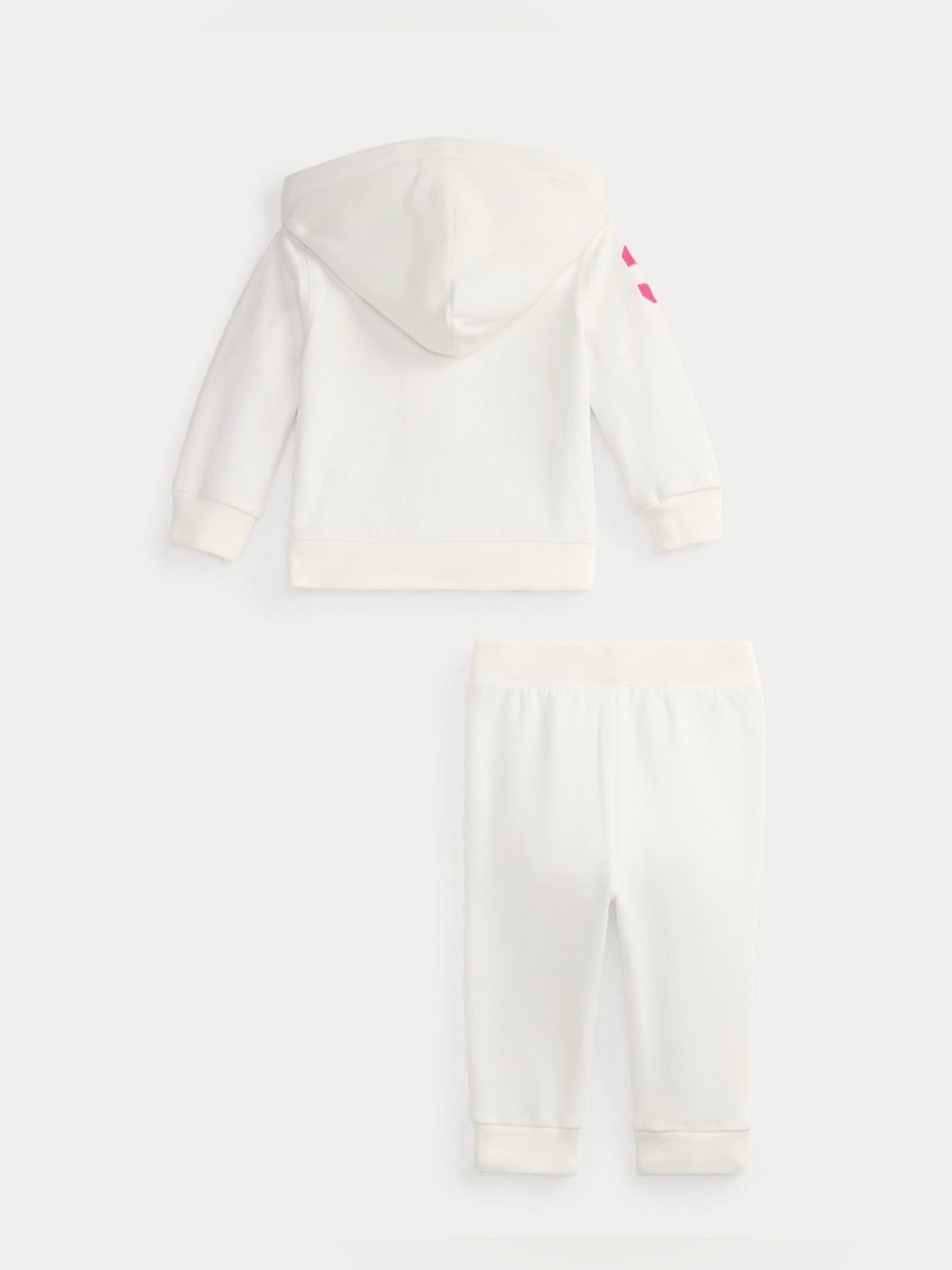 Ralph Lauren Baby White Hoodie & Jogger Set with Hot Pink Logo Accents 6 Months - Picture 2 of 3